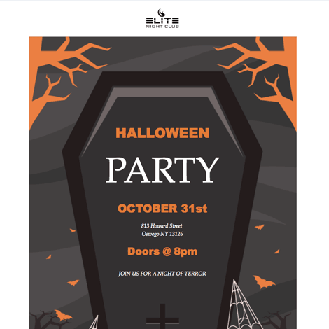 Halloween Event Flyer Coffin Marketing